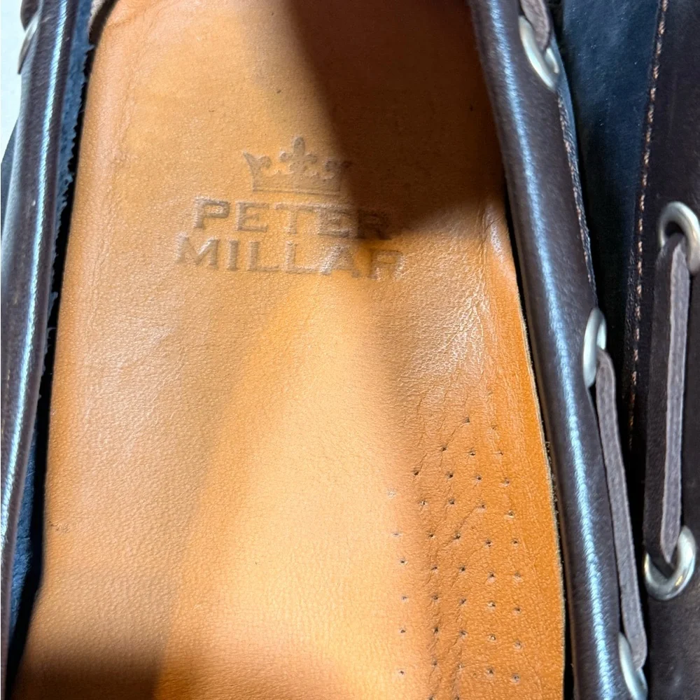 Peter Millar Driving Loafers Navy‎ & Brown Moccasin 9.5 Suede and Leather Preppy